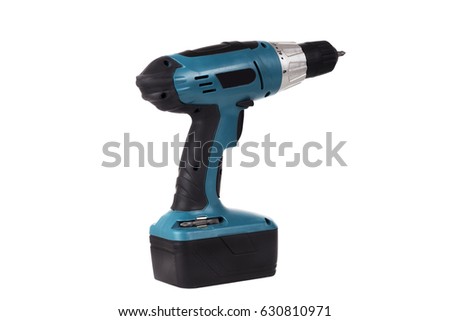 Battery screwdriver or drill isolated over white background.