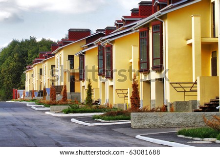 Perspective Row of New Townhouses