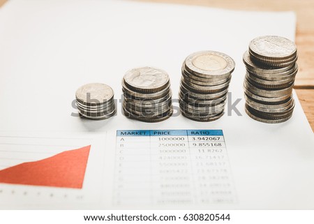 Personal financial planning concept. Businessman workplace with papers for financial planning. Business people discussing the charts and graphs showing the results of successful financial planning.