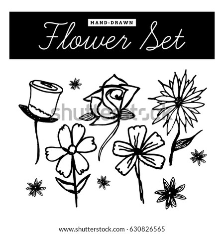 Set of Hand Drawn Flowers