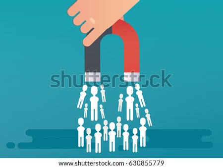 Lead generation concept with magnet. Vector illustration Royalty-Free Stock Photo #630855779