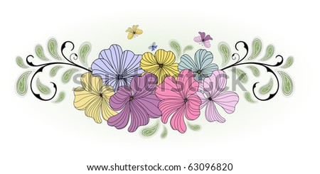 Bouquet of colorful flowers for design (vector)