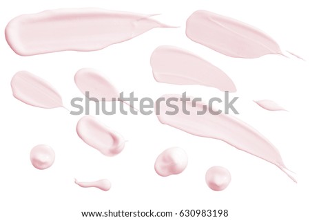 Collection of cosmetic cream swatches isolated on white