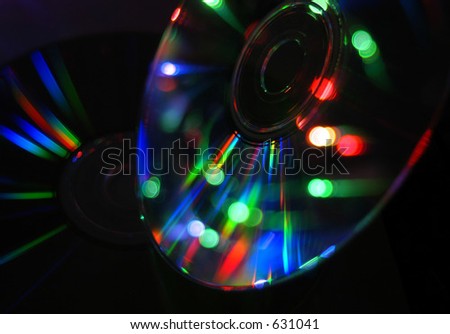 CD-ROMS with colorful reflections