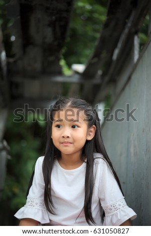 Portrait Asian Cute Children Kid Girl in travel fun happy holiday