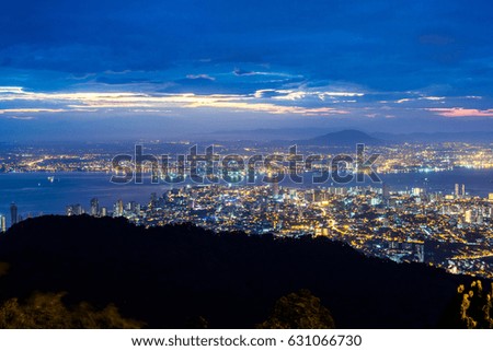 George Town City view from Penang Hill during dawn