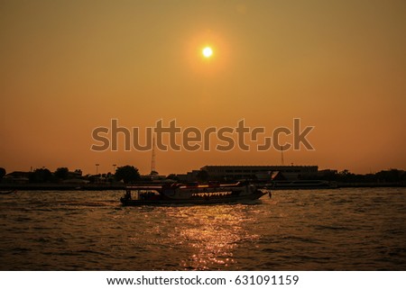 sunset river Chao Phraya thailand Royalty-Free Stock Photo #631091159