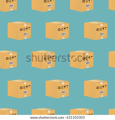 Cardboard box seamless pattern. Seamless pattern for logistic theme. Vector illustration.