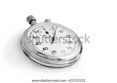 Silver stopwatch isolated on white background Royalty-Free Stock Photo #63112132