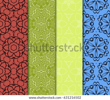 set of decorative Seamless floral geometric background. Vector illustration. Template for invitation, wallpaper, textile