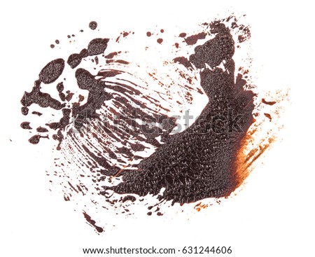 Stain of oil brown paint on white background