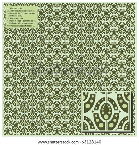 Vector seamless plants pattern in vintage style