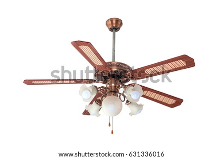 Isolate vintage ceiling fan on white background Royalty-Free Stock Photo #631336016
