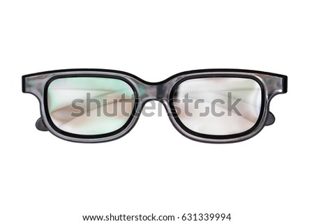 Isolate, disposable glasses from the cinema for viewing 3D movies on a white background