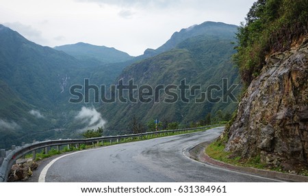 Mountain road to Sapa Township in Northern Vietnam.