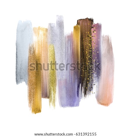 abstract artistic brush strokes, blush silver grey gold palette, blend, smear, color swatches, grunge art, isolated design elements, pastel colors, creative background