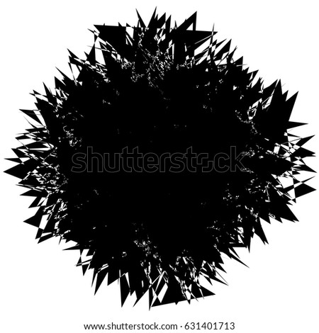 Edgy rough intersecting monochrome shape isolated on white. Abstract textured element