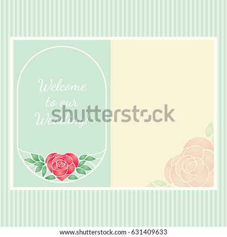 Vector vintage postcard with stainless heart shaped shiny rose flower into leaves. Romantic design invitation for wedding, birthday and valentine day