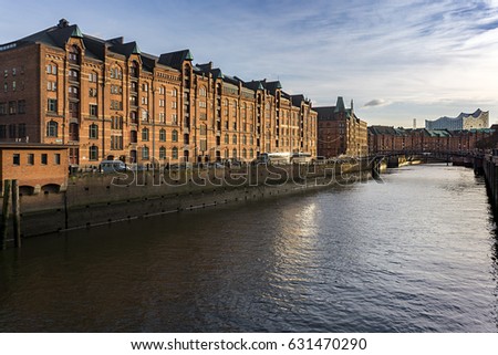 Hamburg Germany, View of the warehouse district (Speicherstadt)