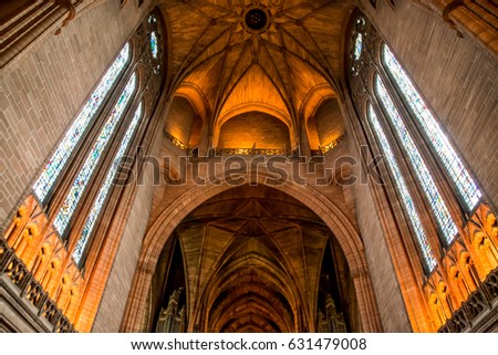 Inside the Liverpool Cathedral, Liverpool, Uk. Royalty-Free Stock Photo #631479008