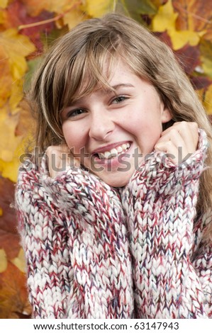 Beautiful young girl autumn portrait