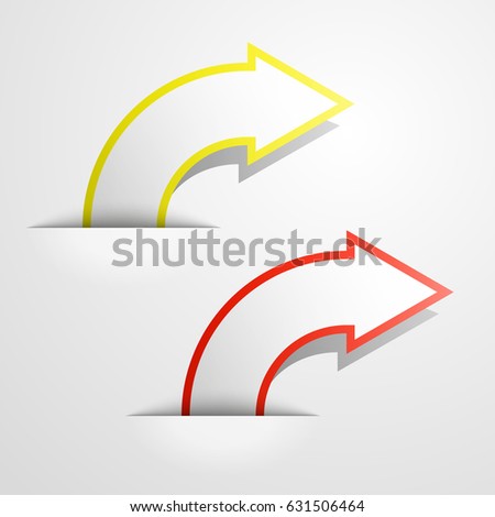 Vector round arrow banners set. Direct circle shape. 3d Abstract arrow background. Business infographic presentation diagram. Section compare service trend. Paper arrows index. Exact pointer banner