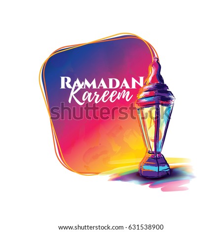 vector illustration of a lantern Fanus. the Muslim feast of the holy month of Ramadan Kareem. Translation from Arabic: Generous Ramadan Royalty-Free Stock Photo #631538900