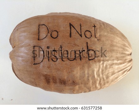Do not disturb sign on coconut on white background