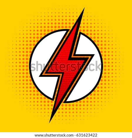 Lightning in pop art style. Sign of superhero. Vector illustration. Royalty-Free Stock Photo #631623422
