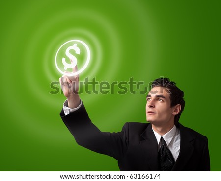 business man pressing money button