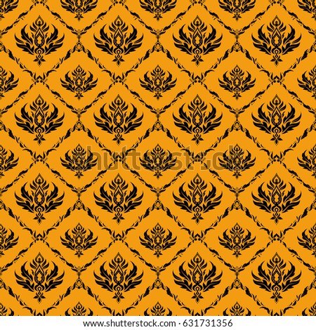 Colored patterns antique. Ornament in yellow and black colors. Vector seamless background.