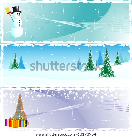 Set of three winter banners