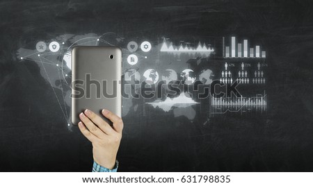 Person demonstrate tablet pc