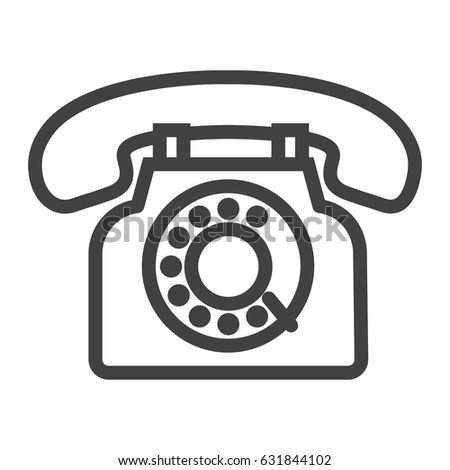 Vintage Phone line icon, Contact us and website button, vector graphics, a linear pattern on a white background, eps 10.
