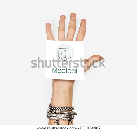 Hand holding network graphic overlay banner