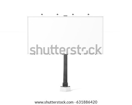 Blank white banner mock up on city billboard, 3d rendering. Empty bill board mockup isolated. Clear canvas template on street sign. Large outdoor poster screen. Big cityboard signage stand.