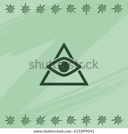 All seeing eye symbol, simple triangle. Flat icon.
