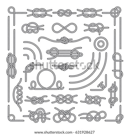 Nautical rope knots vector decorative vintage elements Royalty-Free Stock Photo #631928627