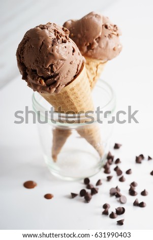 ice cream cone, chocolate flavor