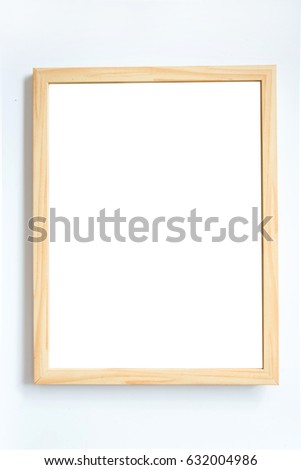 Light brown wooden frame on white background