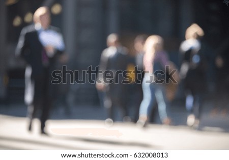 Business people walk blurred image for background. London, UK 