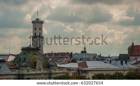 Panorama of the roofs of Lviv