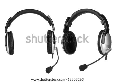 Headphones with a microphone isolated on white background Royalty-Free Stock Photo #63203263