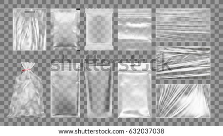 Big Set Of Transparent Empty Plastic Packaging. EPS10 Vector Royalty-Free Stock Photo #632037038