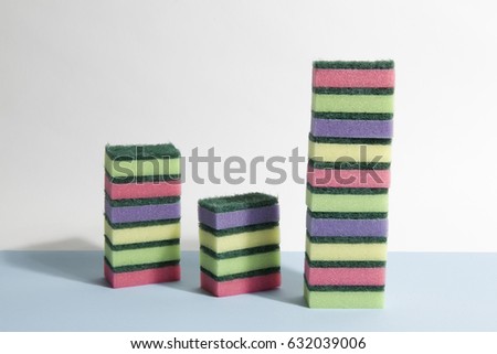 Stack of sponges symbolizing skyscrapers
Minimal pop color