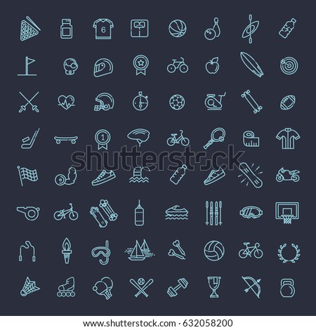 Outline web vector outline icon set - sport and fitness