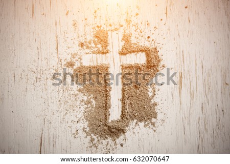 Ash Wednesday cross, crucifix made of ash, dust as christian religion, Jesus, god, faith, holy, holiday,