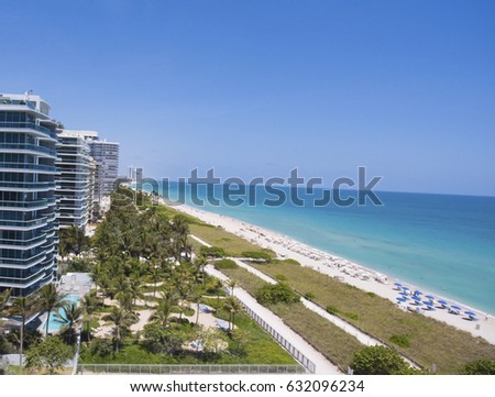 Sunny Isles Beach Miami. Ocean front residences. aerial landscape panoramic vew
