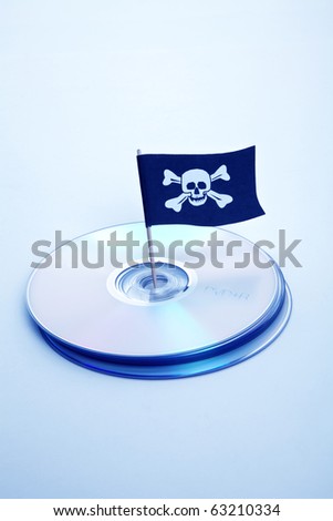 CD, DVD and Pirate Flag, concept of Piracy