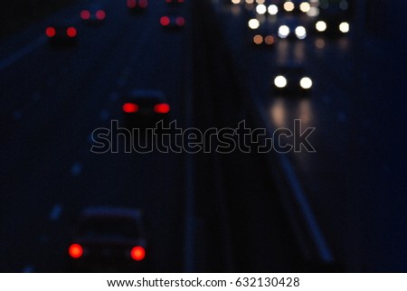 On the M4 motorway, red and yellow car lights in the dark